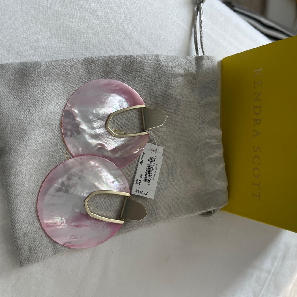 Kendra Scott Iridescent Pink and Gold Statement Earrings